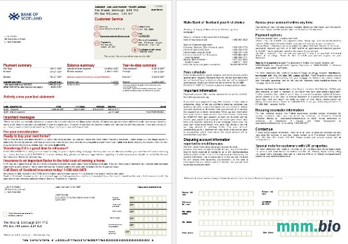 Zjednoczone Królestwo Bank of Scotland wyciąg z kredytu hipotecznego w formatach Word i PDF, 2 strony